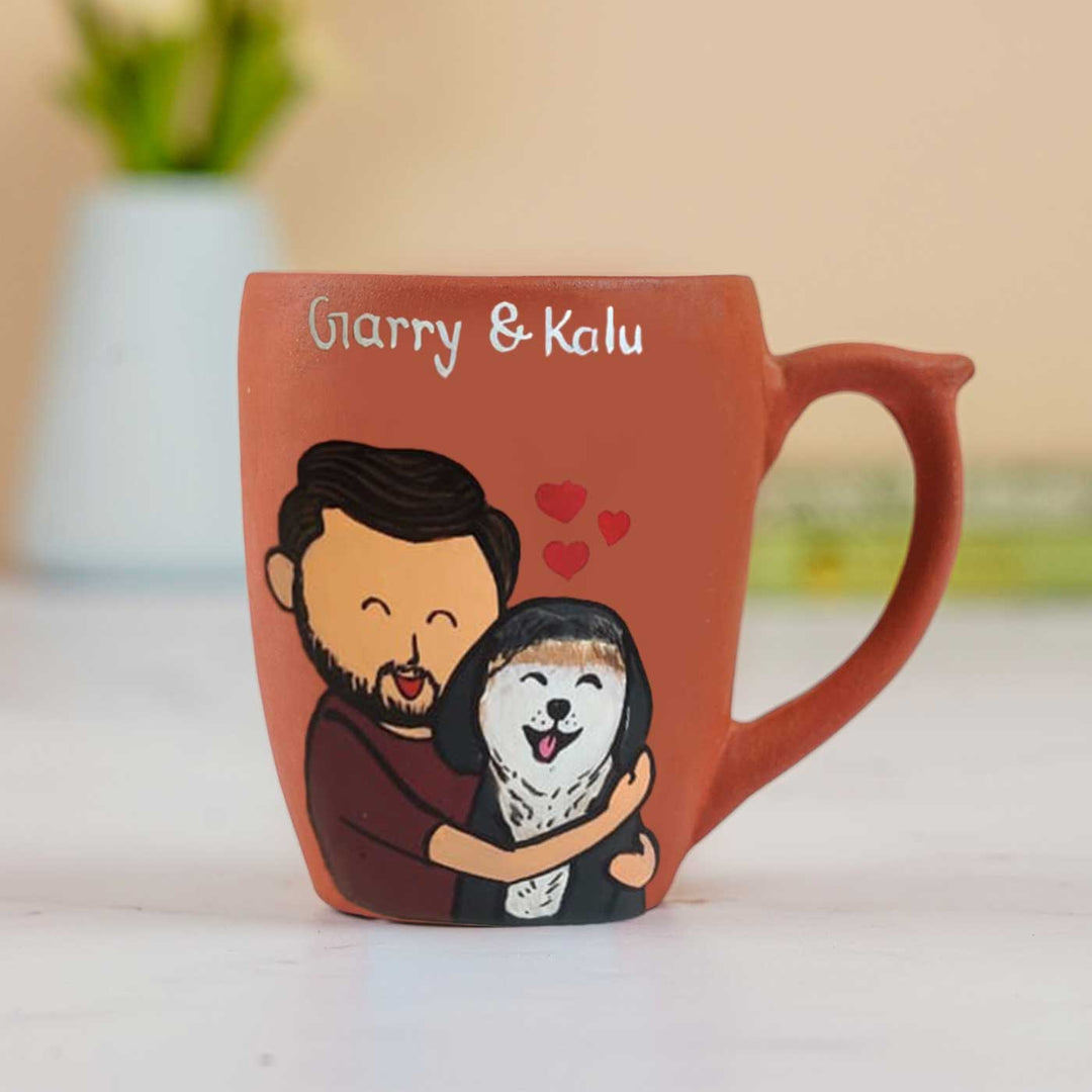 Handpainted Personalised 3D Terracotta Mug with Caricatures