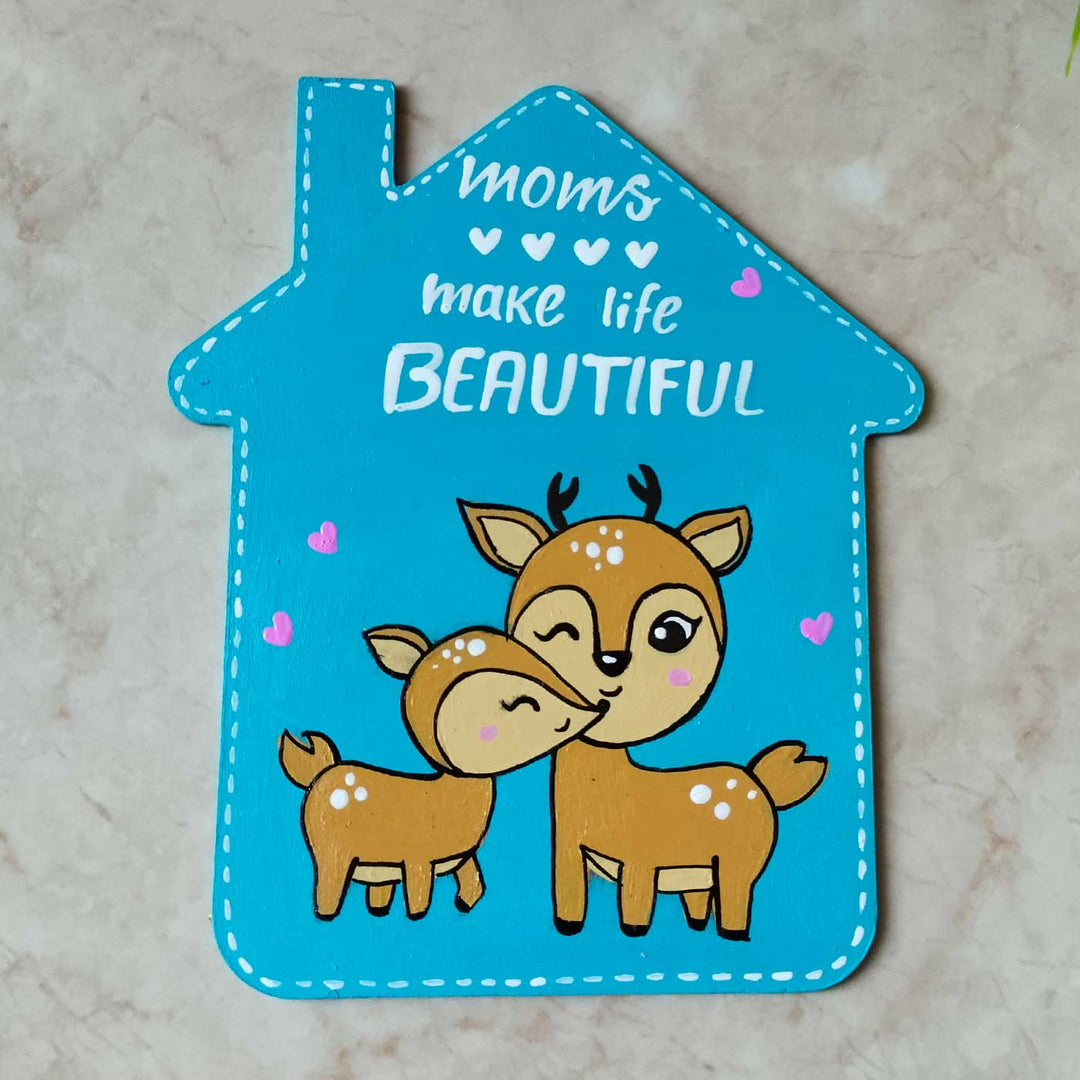 Personalized House Shaped Deer Theme MDF Wood Fridge Magnet For Mothers