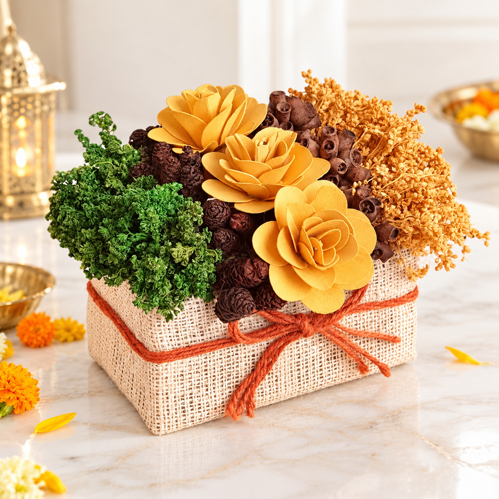 Handmade Yellow Flowers Shola Flower Centerpiece