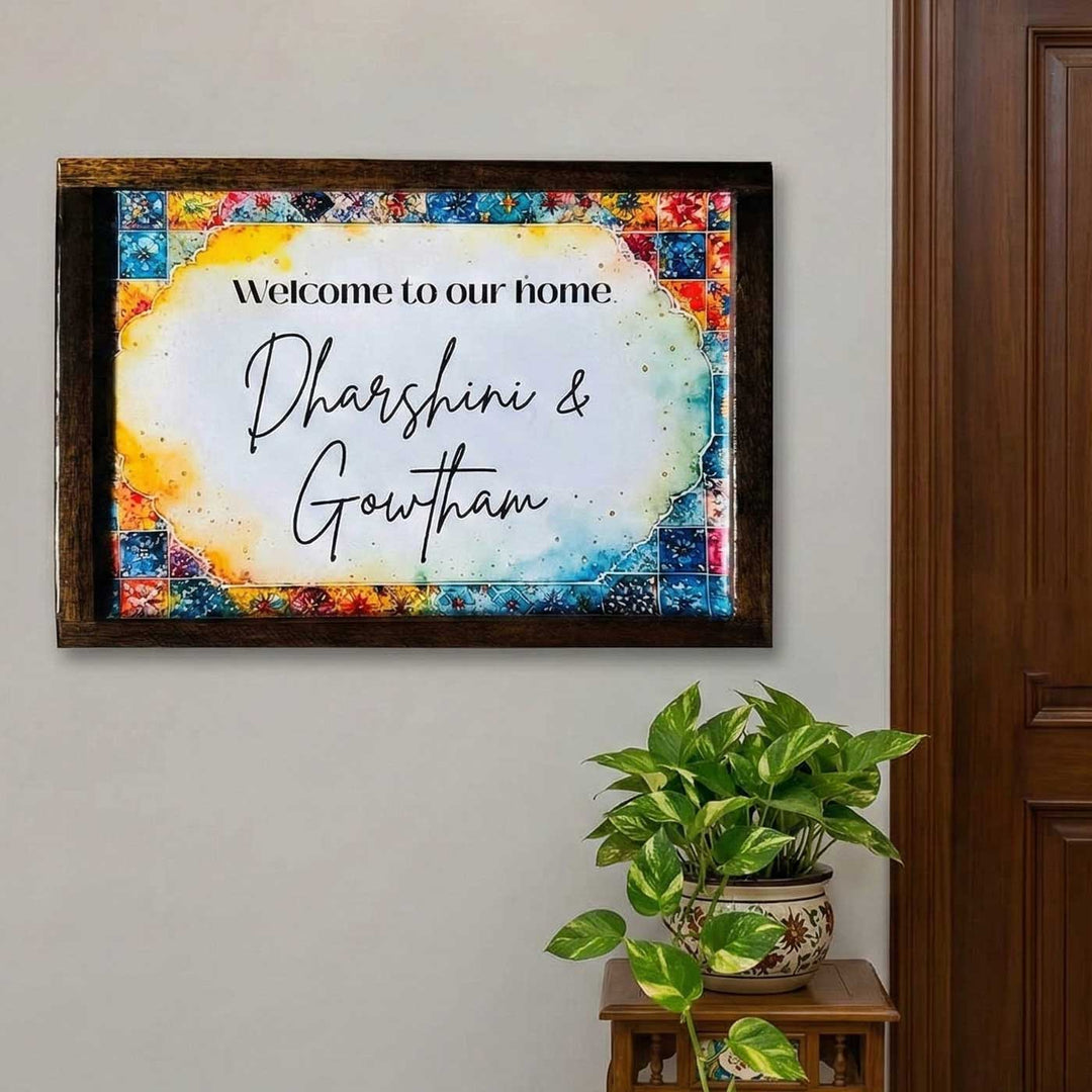Vibrant Vintage Personalized Resin Wooden Frame Name Plate