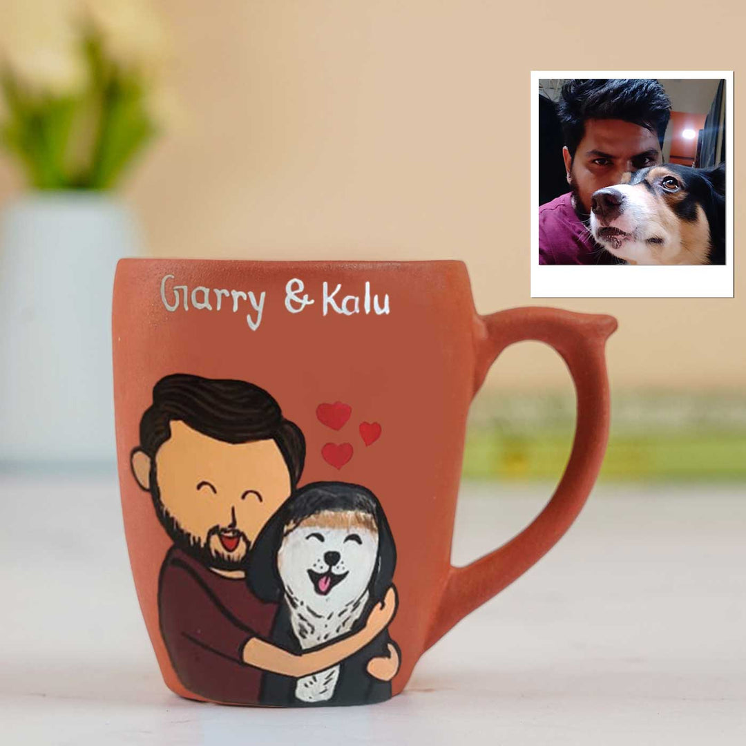Handpainted Personalised 3D Terracotta Mug with Caricatures