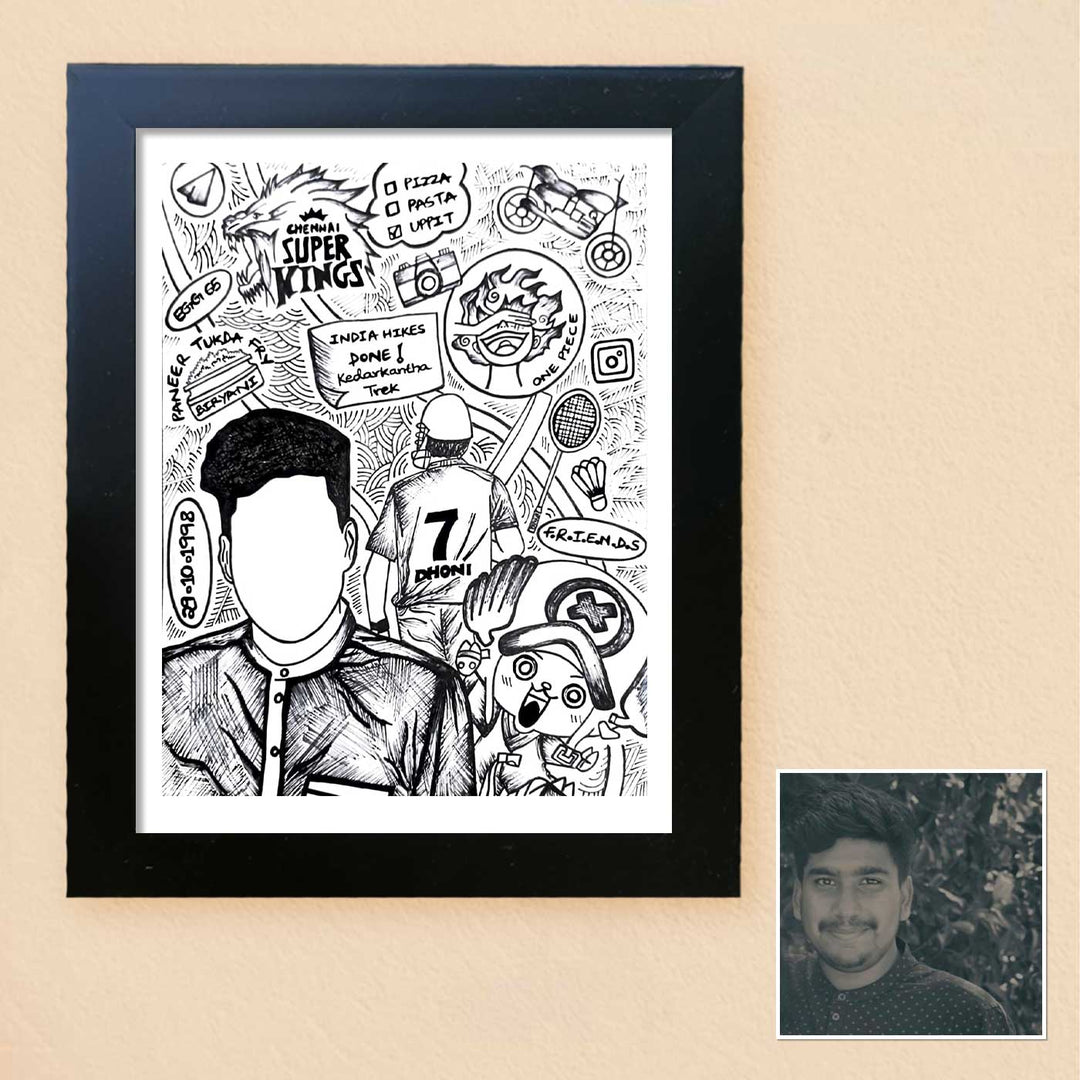 Photo Personalized Doodle Art MDF Wood Decorative Plaque