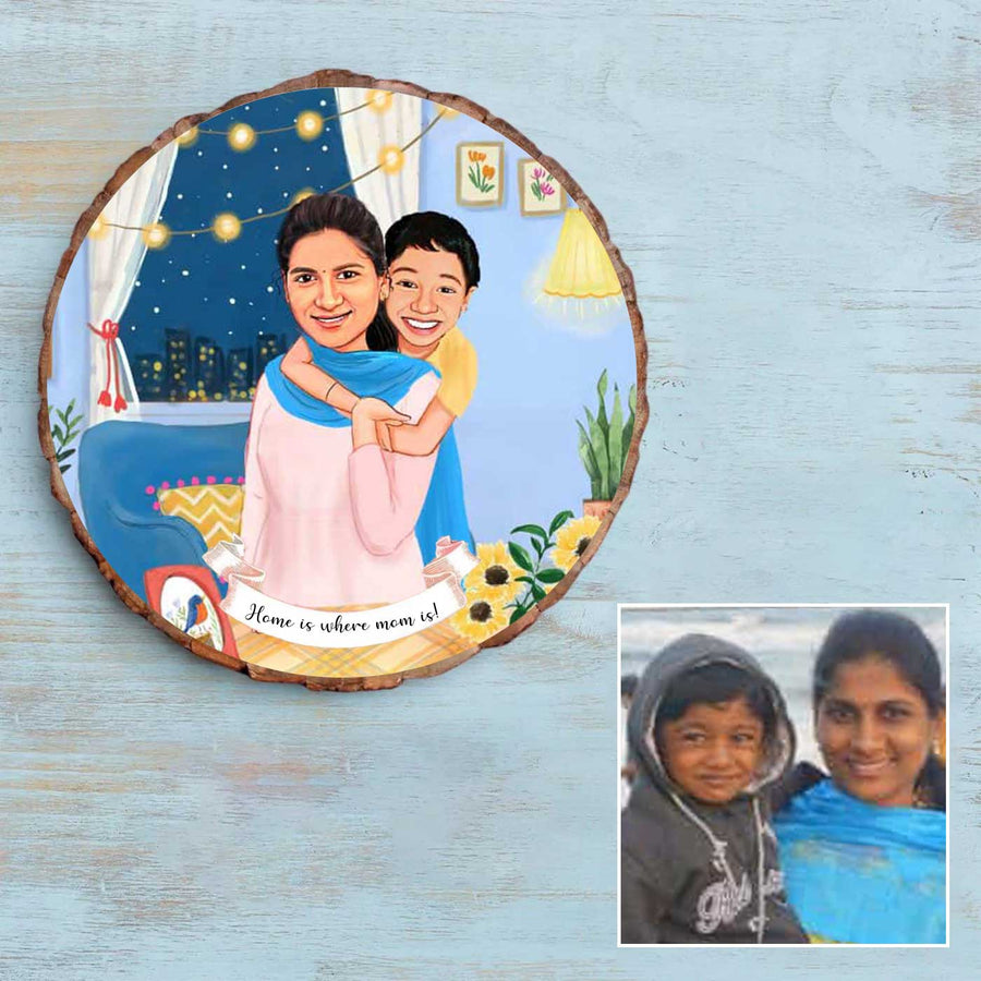 Photo Caricature Bark Nameplate With Stand - Artwork Personalization Example with Photo