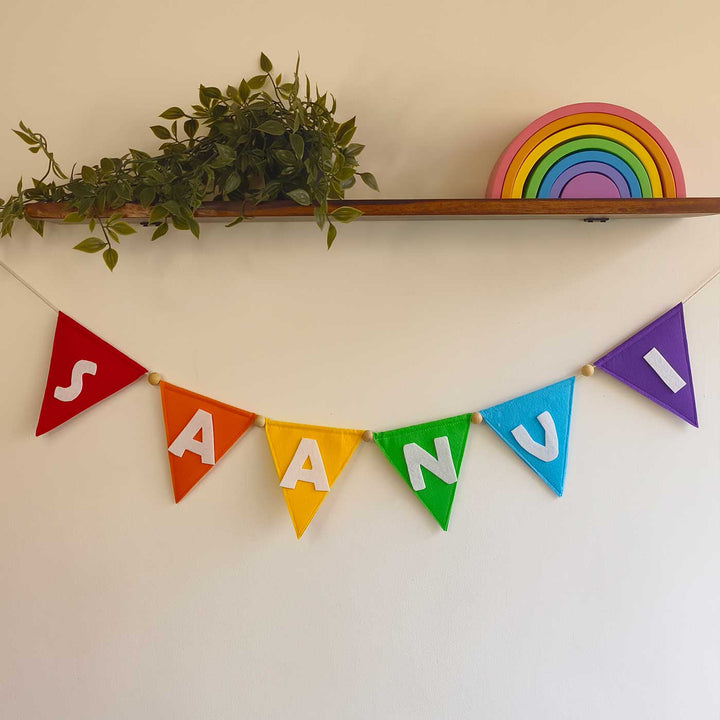 Personalized Handmade Rainbow Theme Triangle Felt Bunting