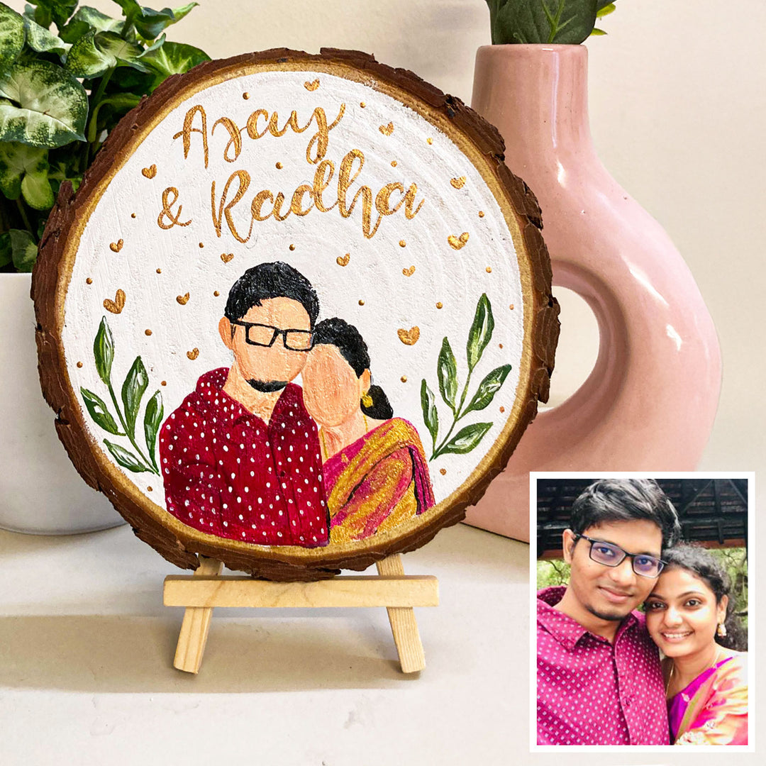 Photo Personalized Hand-Painted Leaves Design Wooden Decorative Plaque