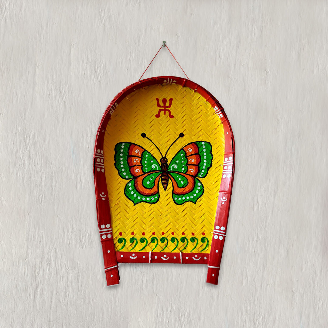 Handpainted Butterfly Kulo Bengali Wedding Themed Bamboo Wall Décor