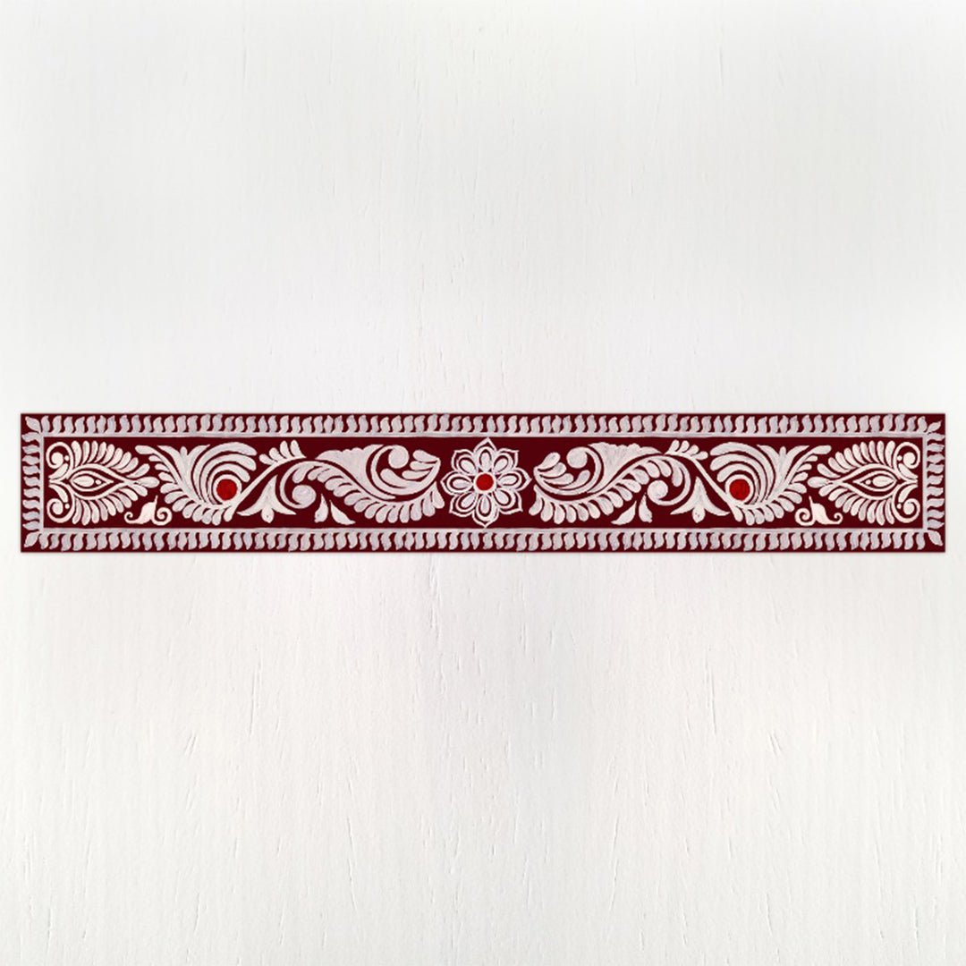 40 Inch | Reusable Handmade Madhobi Strip Fabric Rangoli Mat for Festive Entrance Decor
