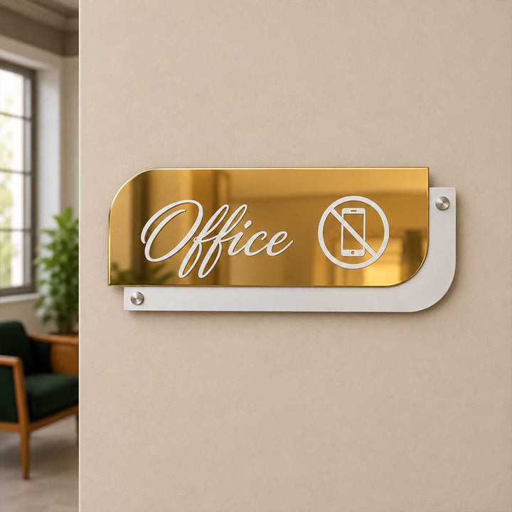 Premium Personalized Golden And White Acrylic Office Name Plate For Businesses