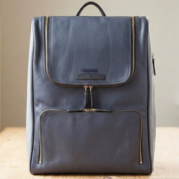 Personalized Blue Phill Leather Backpack