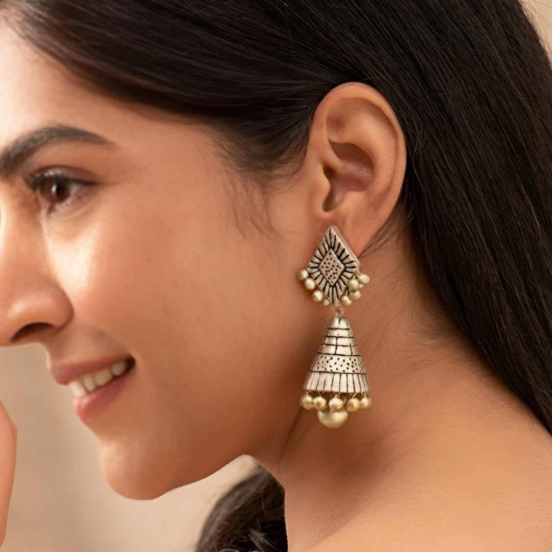 Handmade Festive Cone Terracotta Earrings