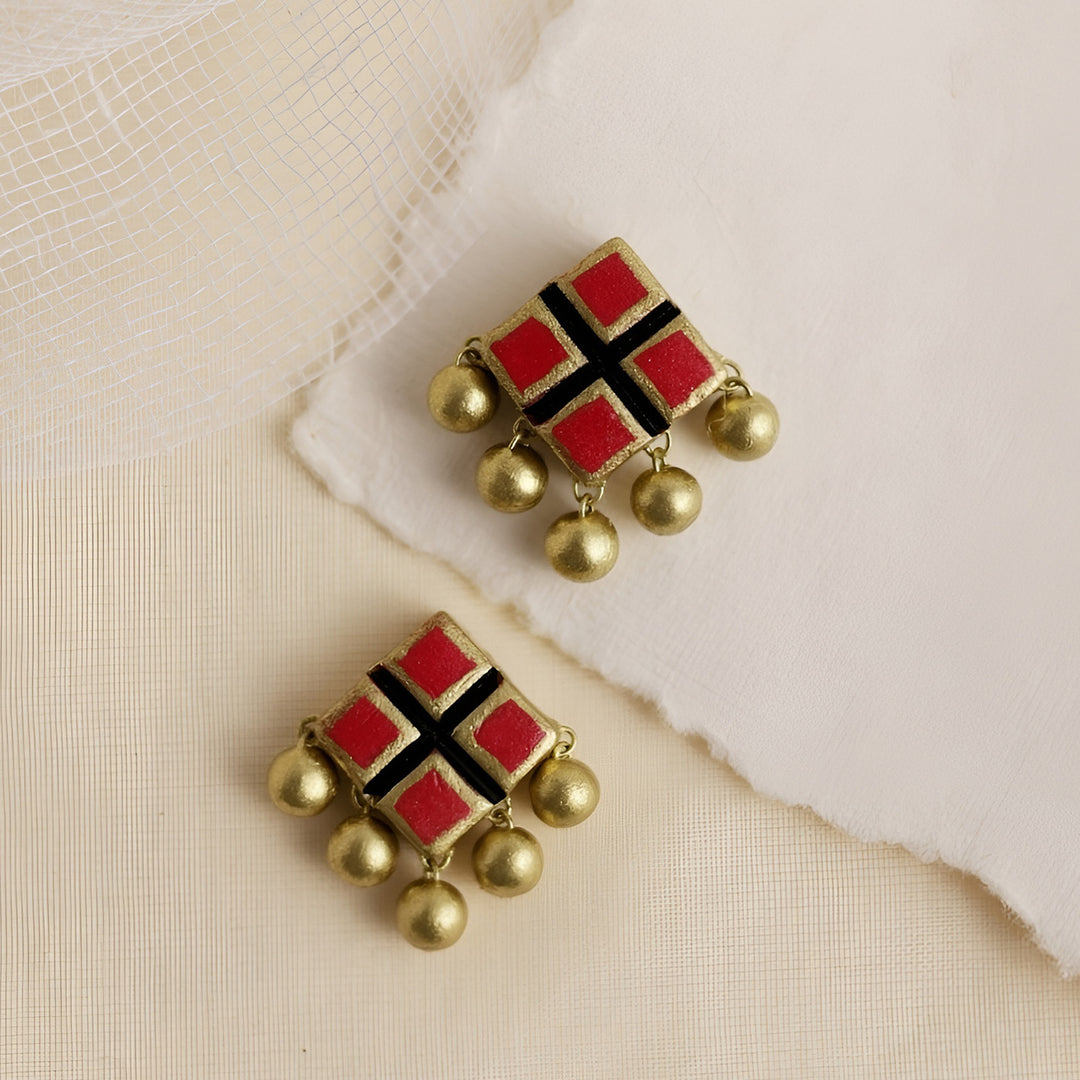 Handmade Mosaic Charm Terracotta Earrings