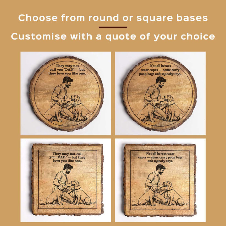 Personalized Hand Carved Engraved Pet Dad Theme Wooden Decorative Plaque