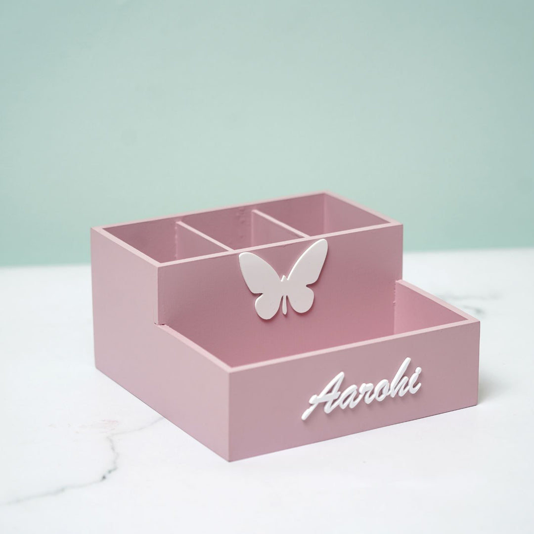 Personalized Wooden Butterfly Stationery Organizer For Kids
