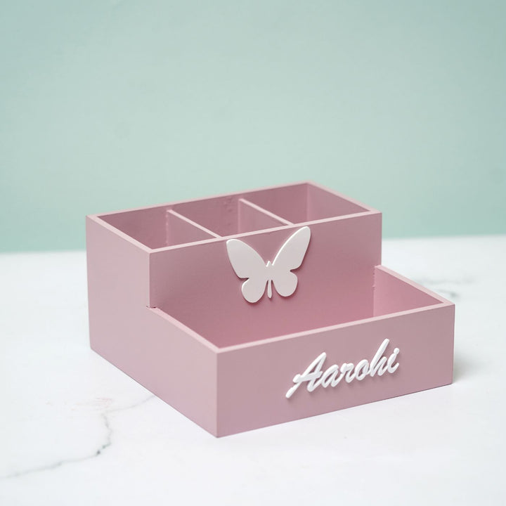 Personalized Wooden Butterfly Stationery Organizer For Kids