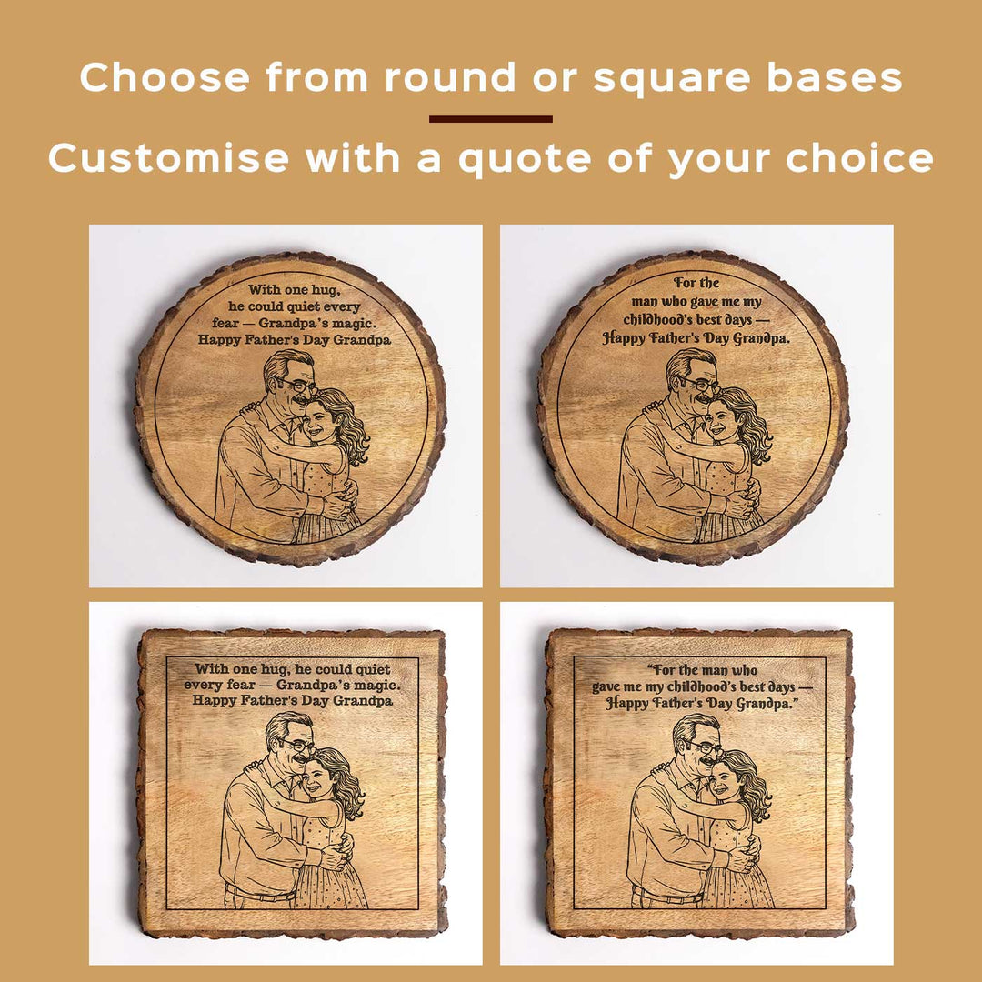 Personalized Hand Carved Engraved Grandpa And Child Theme Wooden Decorative Plaque