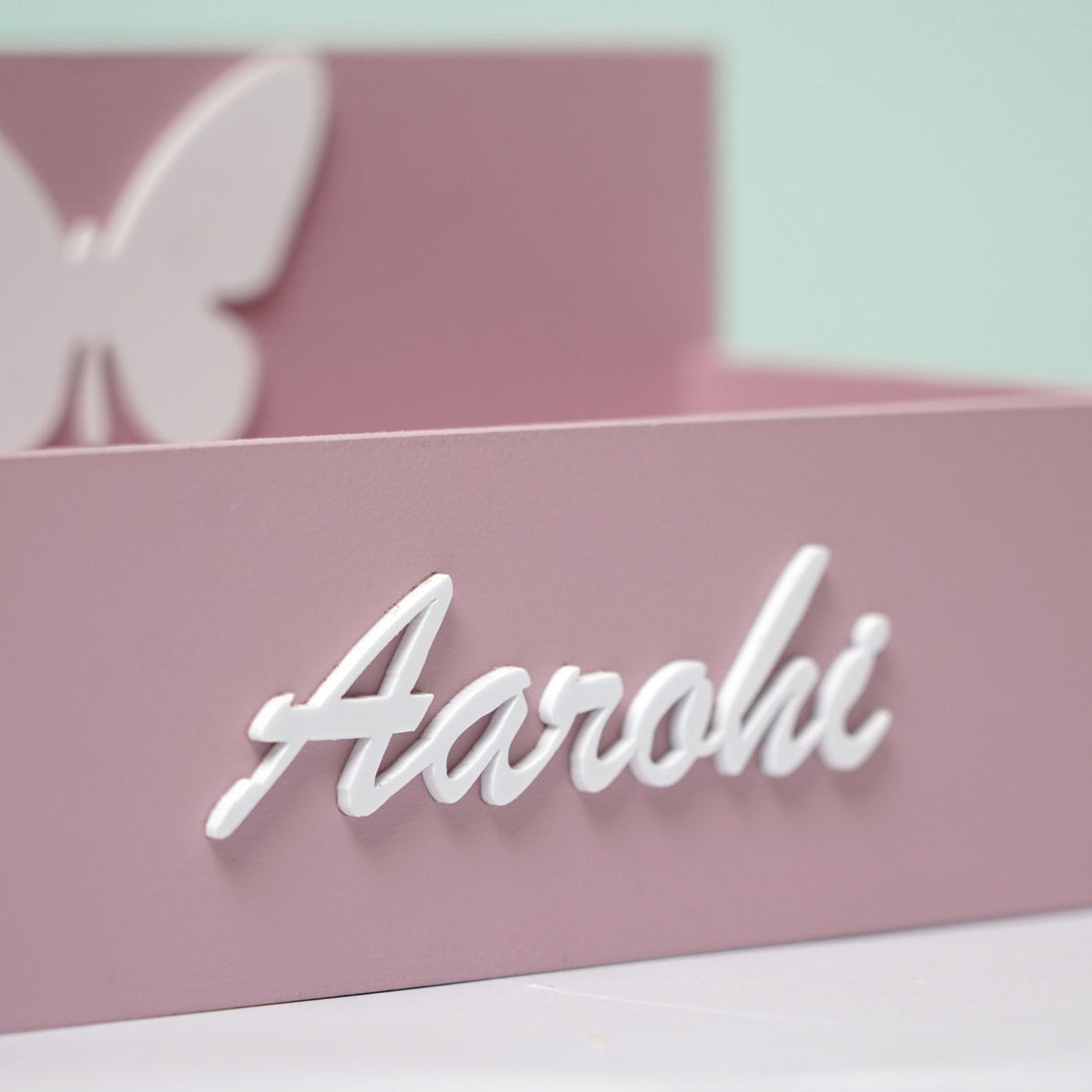 Personalized Wooden Butterfly Stationery Organizer For Kids