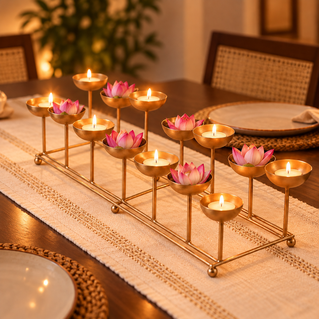 18 Inch | Decorative Small 2 Row Metal Tealight Holder