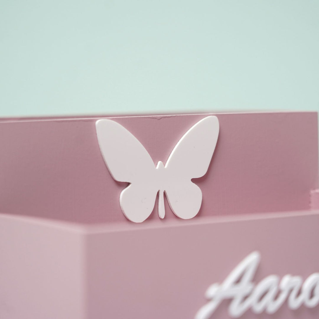 Personalized Wooden Butterfly Stationery Organizer For Kids