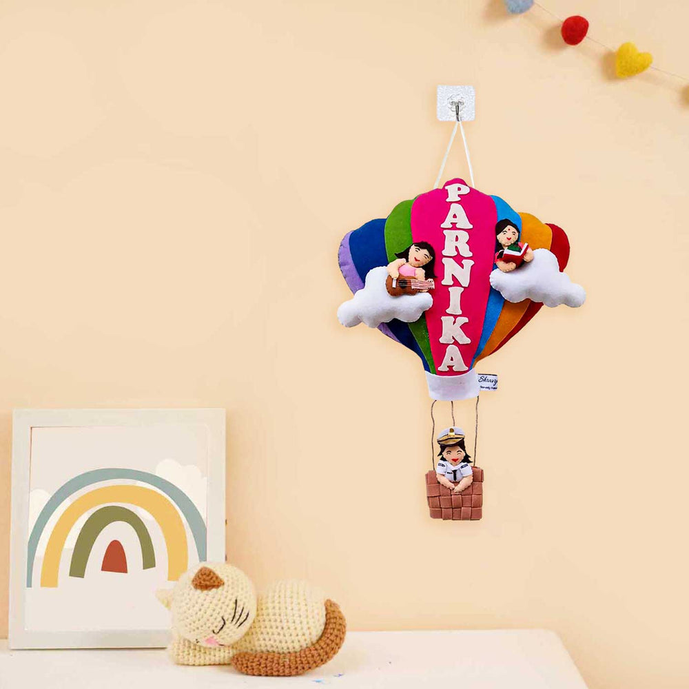 Personalized Profession Themed Felt Kids Name Plate For Kids - Hanging on Wall Hook Display
