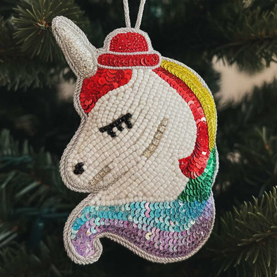 Premium Unicorn Design Sequin Zardozi Ornament