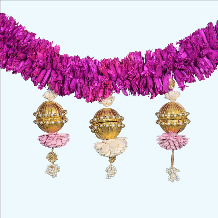79 In | Handmade Varenya Purple Shola Flower Toran