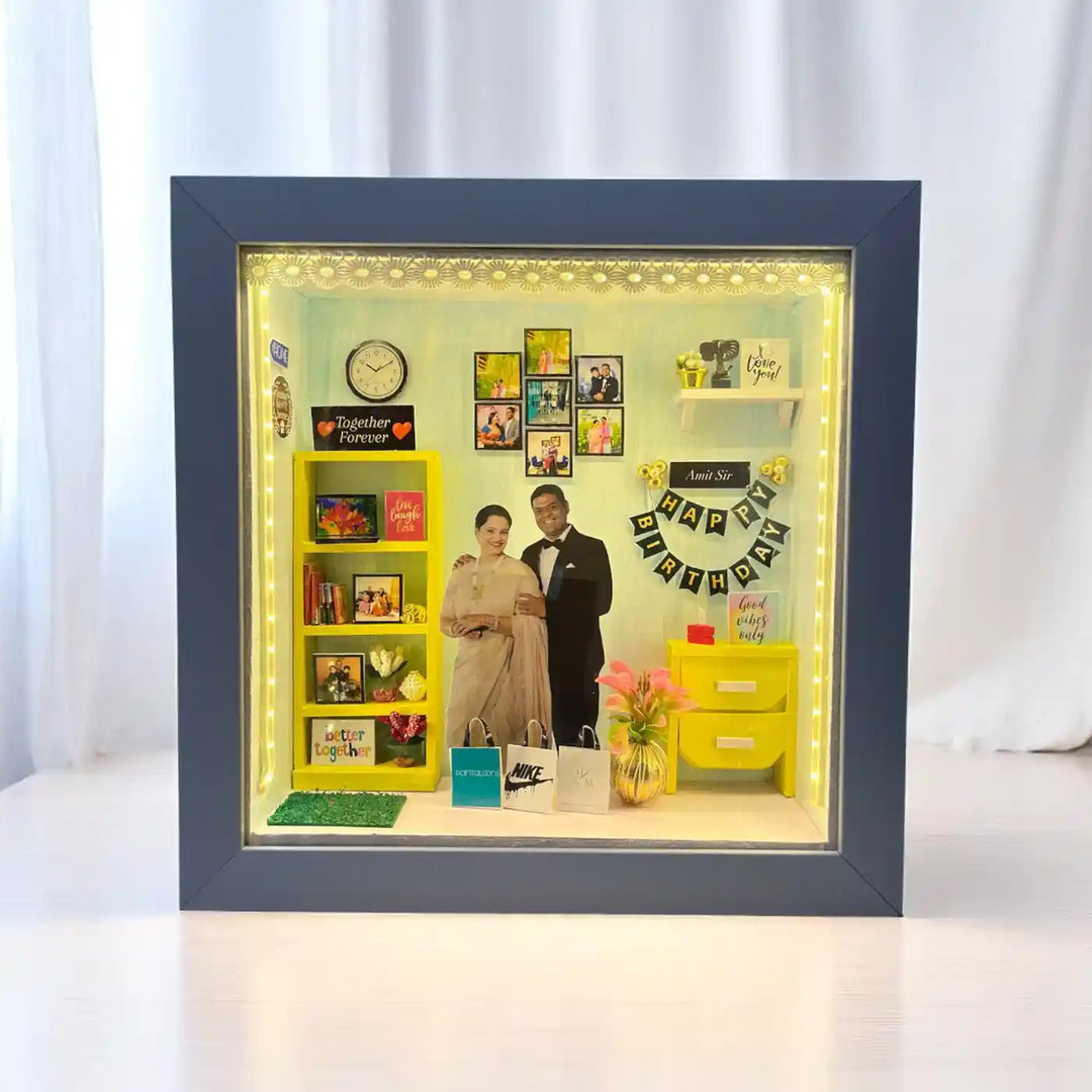 12 x 12 Inches | Photo Personalized Handmade Birthday Theme MDF Wood Decorative Plaque With Lights