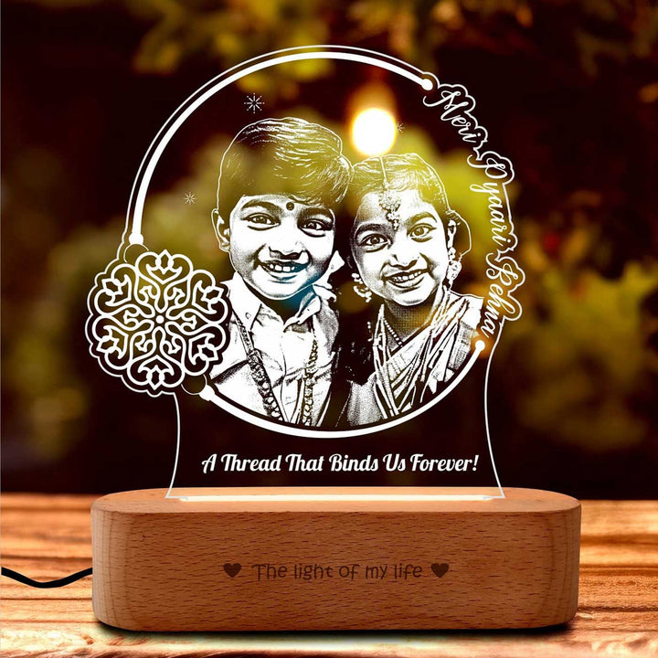 Photo Personalized Engraved Threads Of Love Acrylic Table Lamp