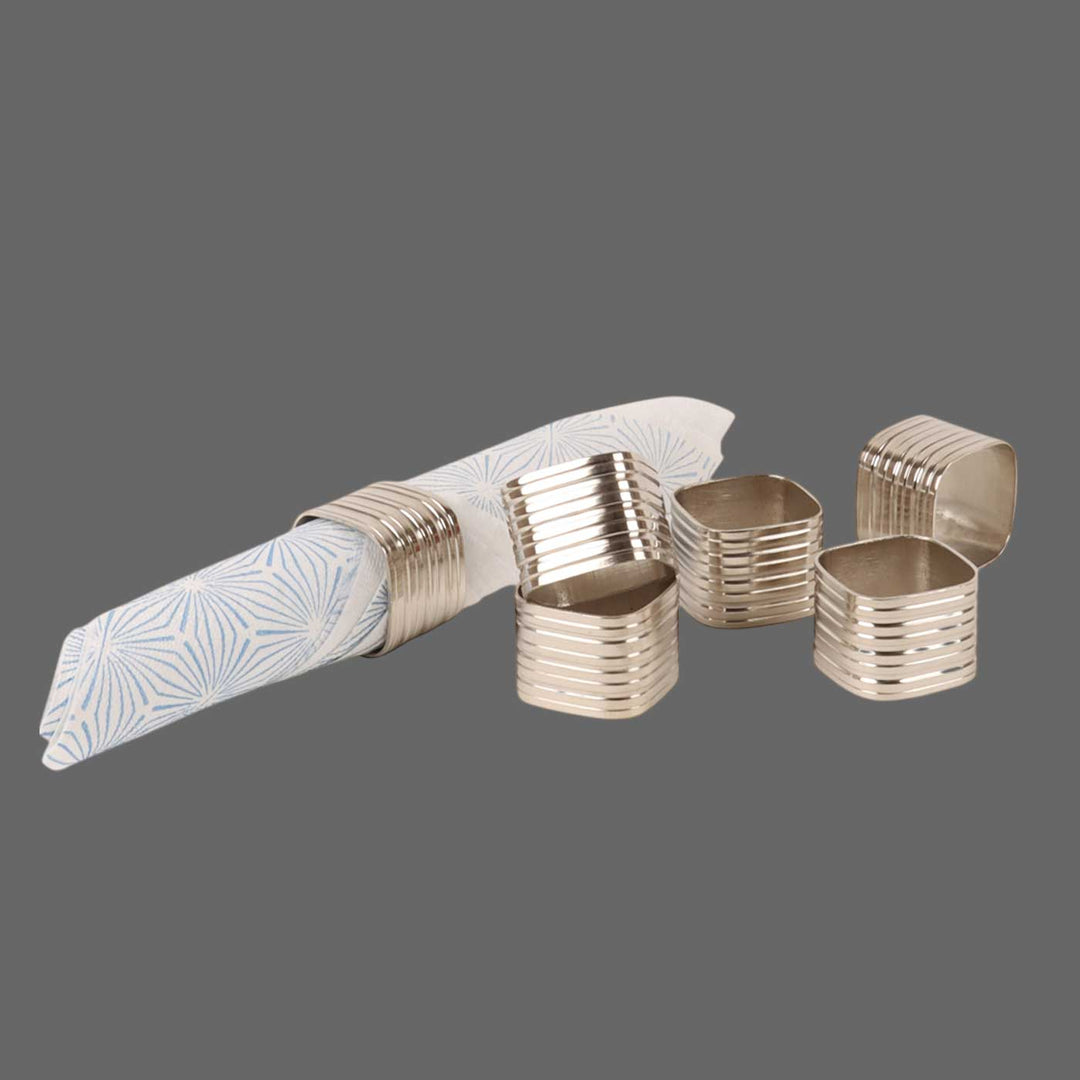 Handmade Silver Square Napkin Rings | Set Of 6