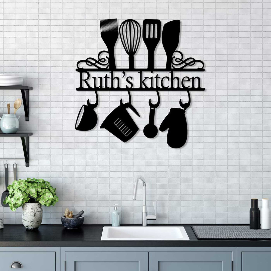 Personalized Handmade Laser Cut Utensils Theme Metal Decorative Plaque