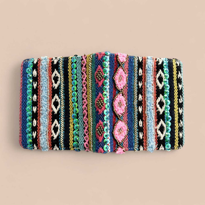 Handmade Embroidered Multicolor Boho Design Jacquard Wallet