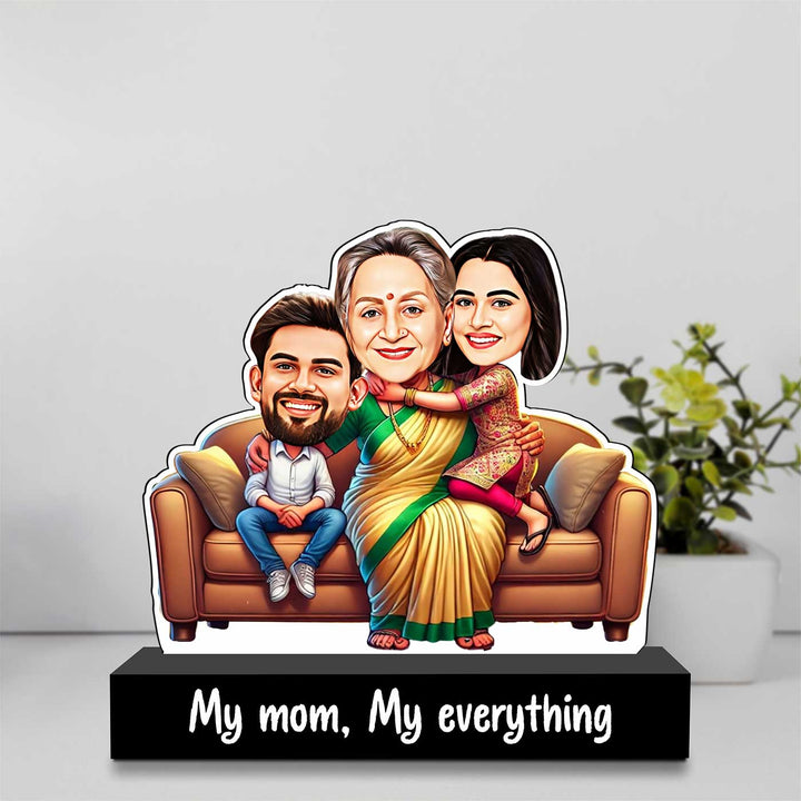 Photo Personalized "My Mom, My Everything" MDF Wood Caricature Cutout For Mothers