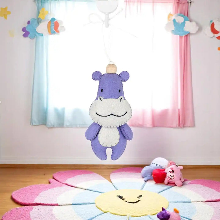Handmade Hippo Felt Hanging For Kids
