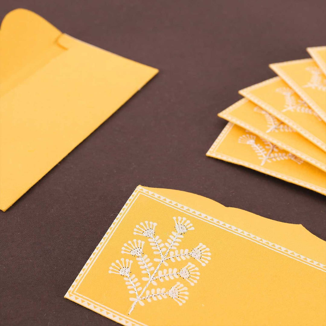 Personalized Handmade Embroidered Sarang Paper Envelopes | Set Of 30