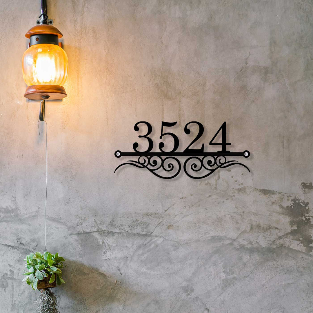 Personalized Laser Cut Elegant Design Steel Name Plate 20 - Mounted on Entryway Wall