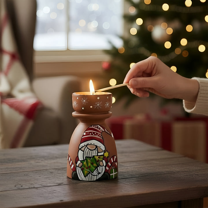 Hand-Painted Gnome Tealight Holder For Christmas Decoration