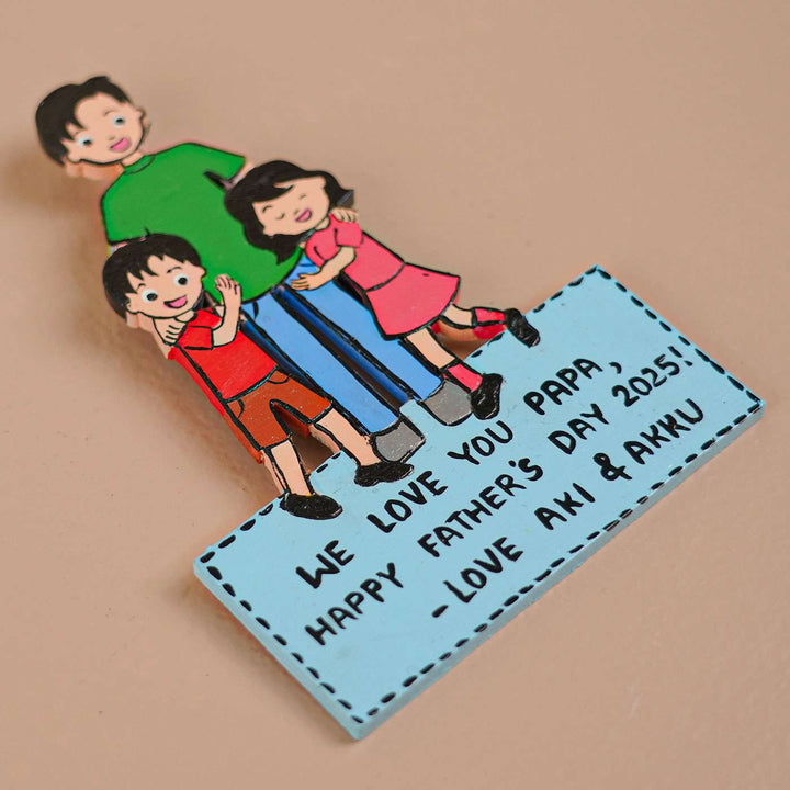 Personalized Caricature Cutout MDF Wood Fridge Magnet For Fathers