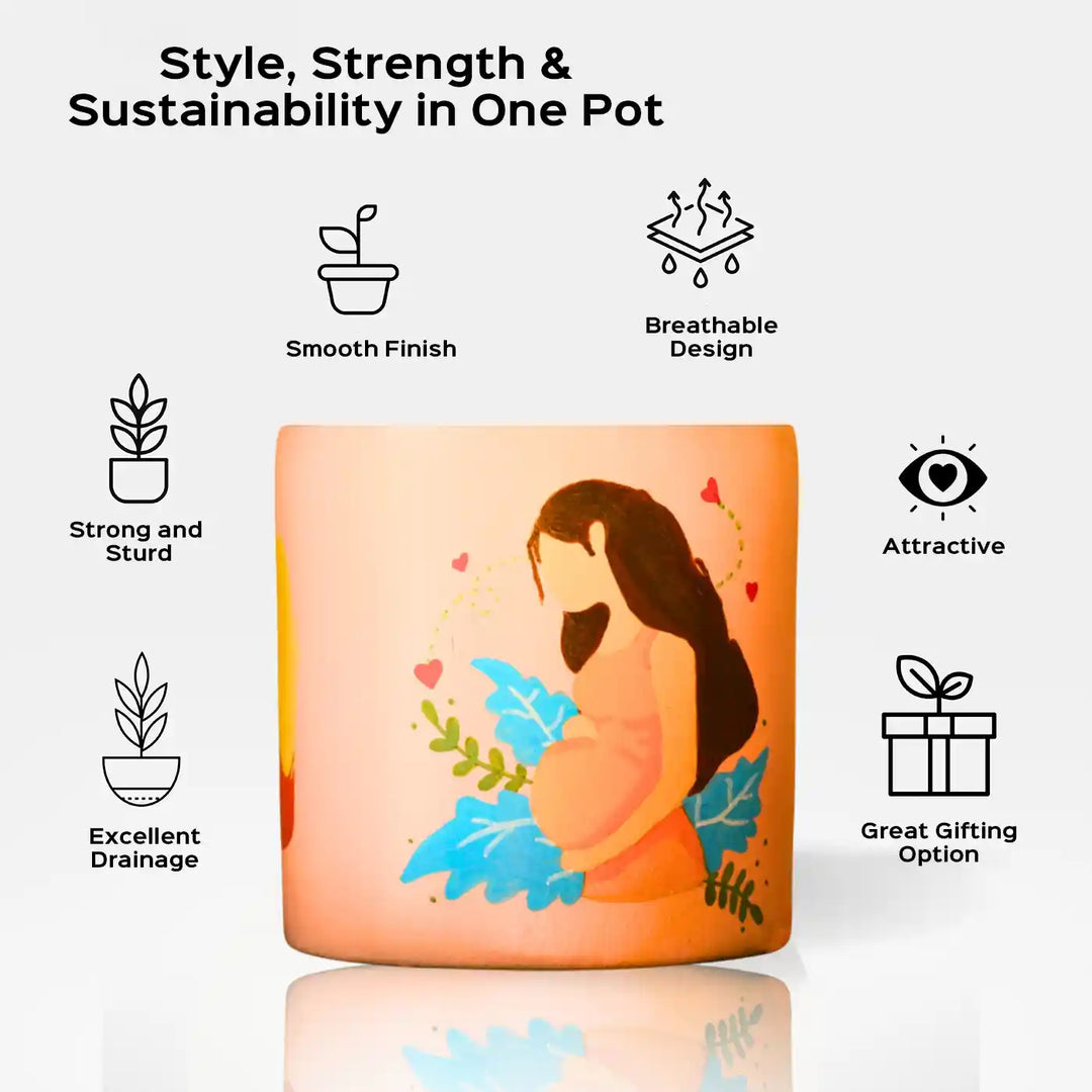 Customized Hand-Painted Pregnant Lady Terracotta Planter