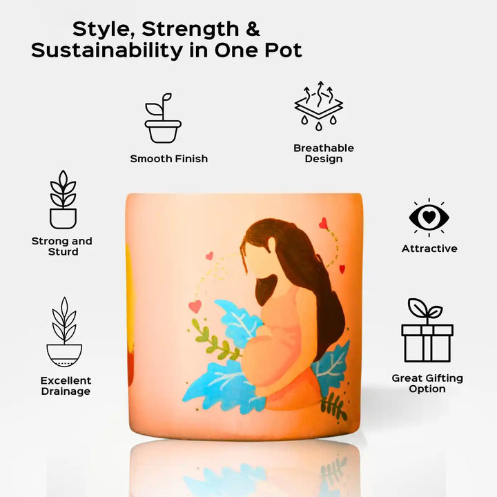 Customized Hand-Painted Pregnant Lady Terracotta Planter