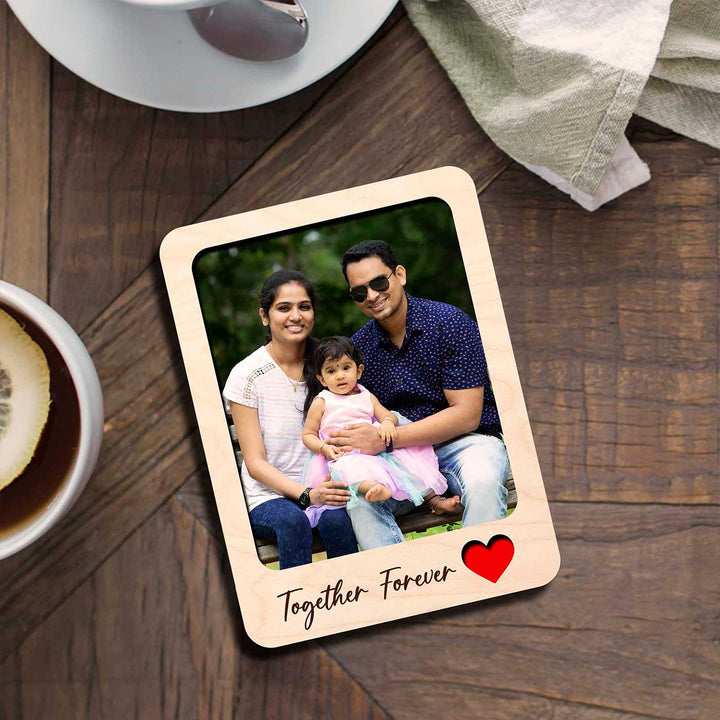 Photo Personalized Printed "Together Forever" Wooden Fridge Magnet
