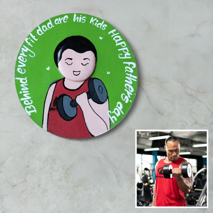 Photo Personalized Hand-Painted Father's Day Theme MDF Wood Fridge Magnet