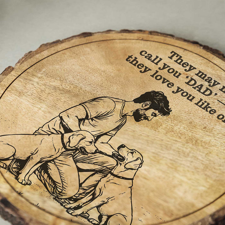 Personalized Hand Carved Engraved Pet Dad Theme Wooden Decorative Plaque