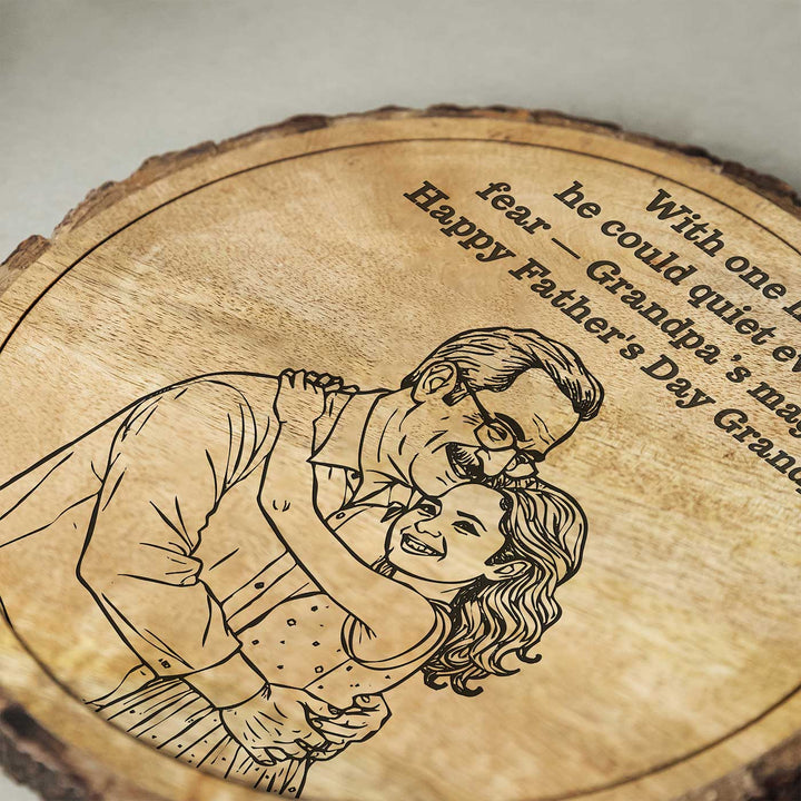 Personalized Hand Carved Engraved Grandpa And Child Theme Wooden Decorative Plaque