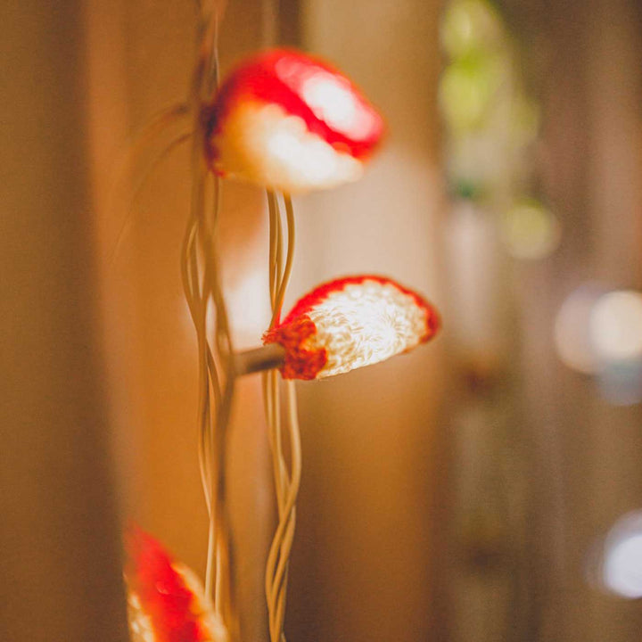10.5m, 27 Bulbs | Handmade Crochet Orange Lily Bougainvillea LED Fairy Light