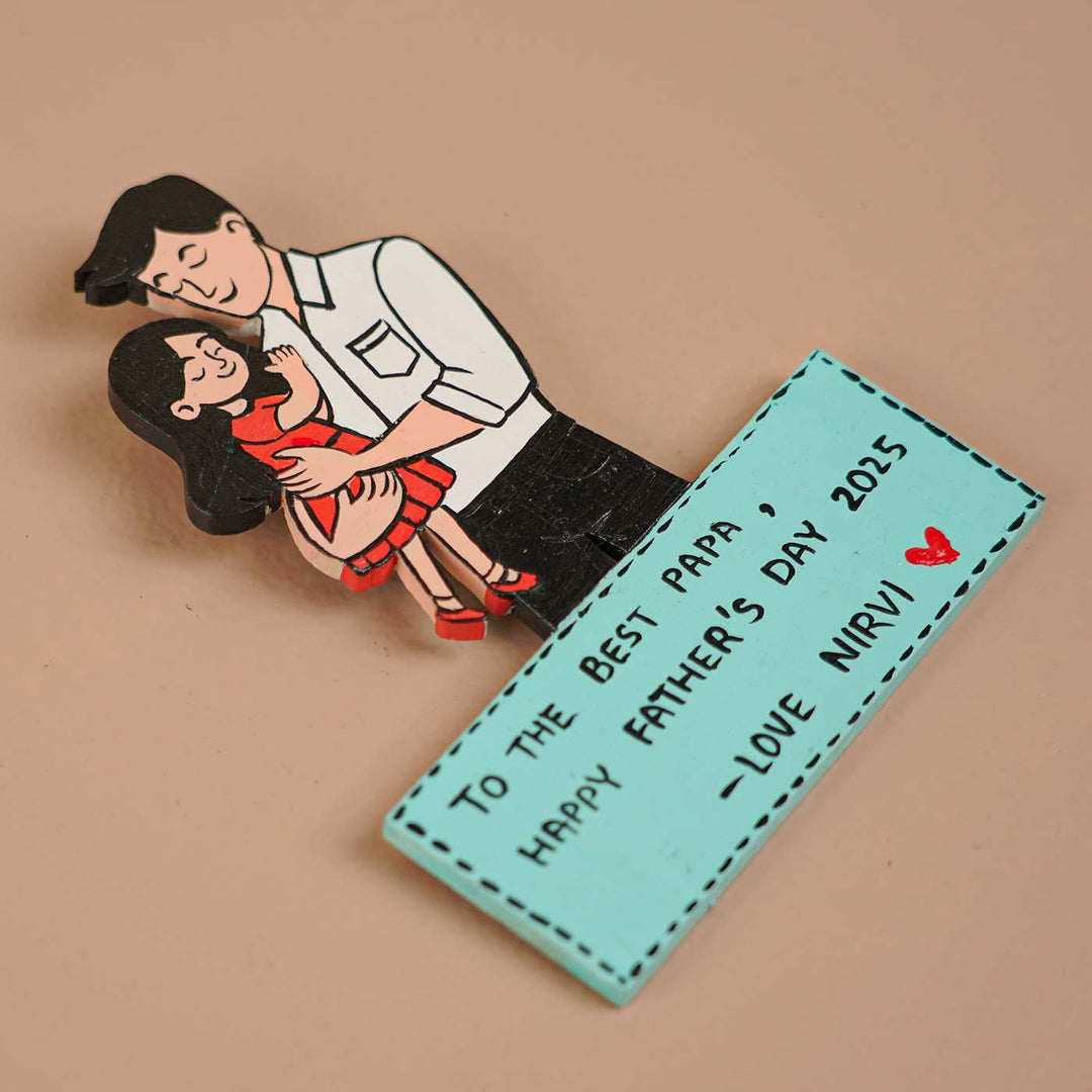 Personalized Caricature Cutout MDF Wood Fridge Magnet For Fathers