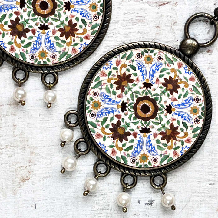 Amer Fort Ganesh Pol Medallion Metal Earrings