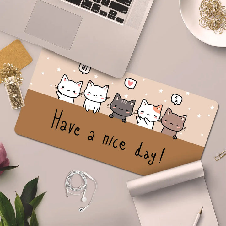 Printed Anti Slippery & Water Resistent Cats Theme Desk Mat