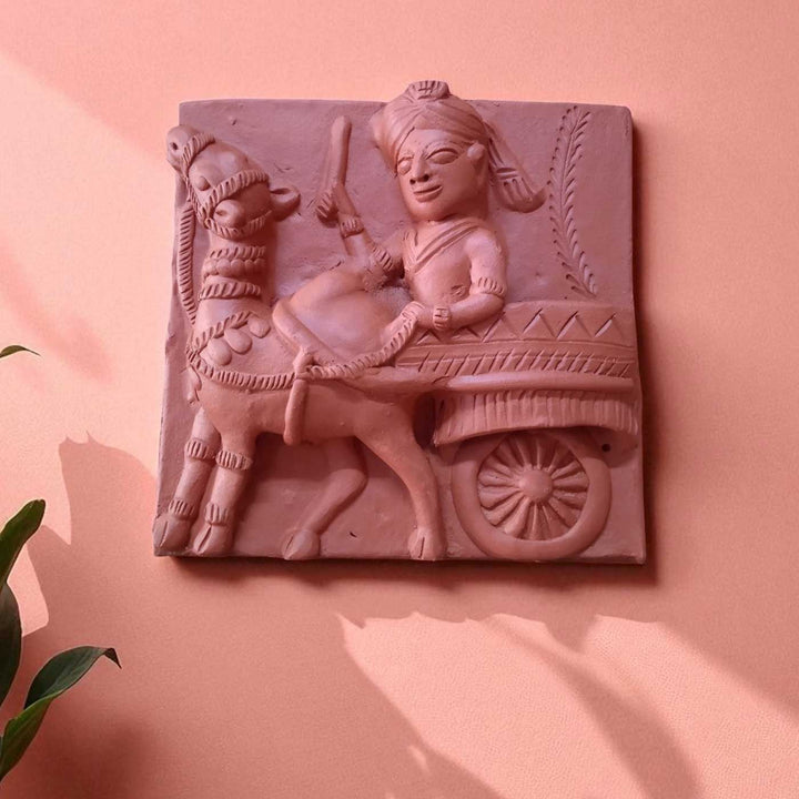 9 x 9 Inch | Rajasthan Camel | 3D Handmade Terracotta Molela Mural Wall Art Tile