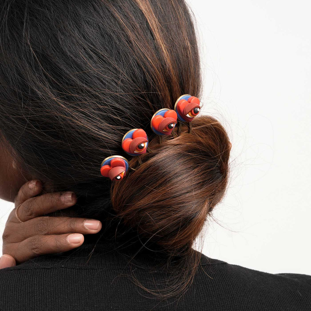 Handmade Polymer Clay Heart Of Envy Hair Pin | Set Of 2