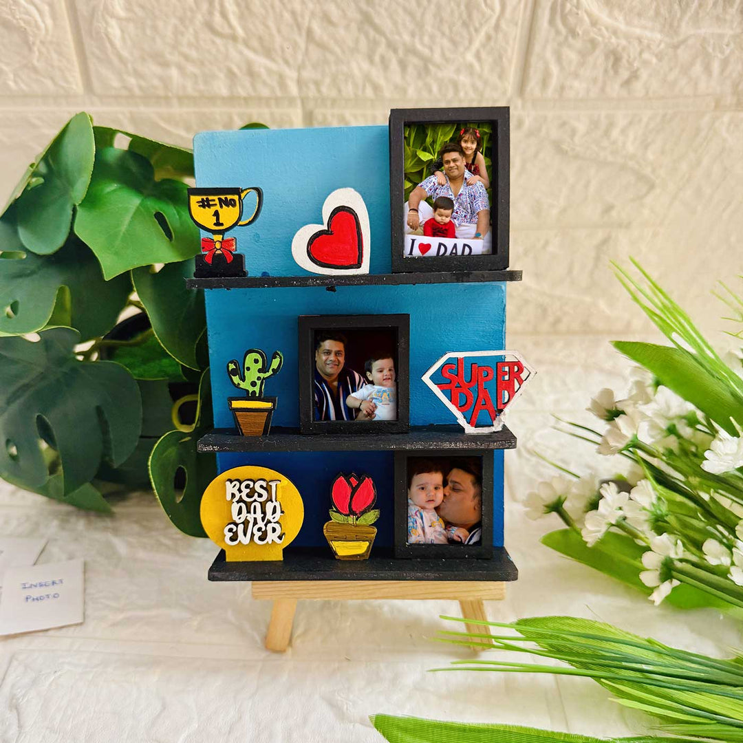Photo Personalized Handmade Super Dad Mdf Wood Fridge Magnet With Stand