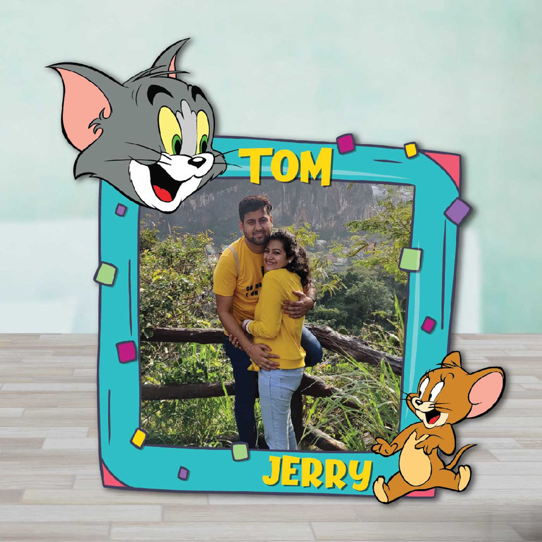 Photo Personalized Tom & Jerry Theme Wooden Fridge Magnet